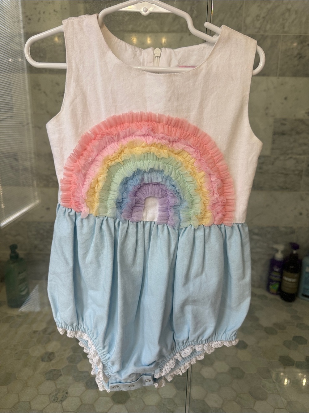 Girl August Pastel Rainbow Ruffle Bubble